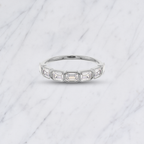 Emerald Cut Lab Grown Diamond East West Bezel Set Wedding Band in Solid 14K Gold