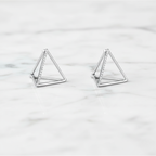 Triangle Pyramid Earrings Contemporary Style | Lab Grown Diamond | 14K Yellow Gold