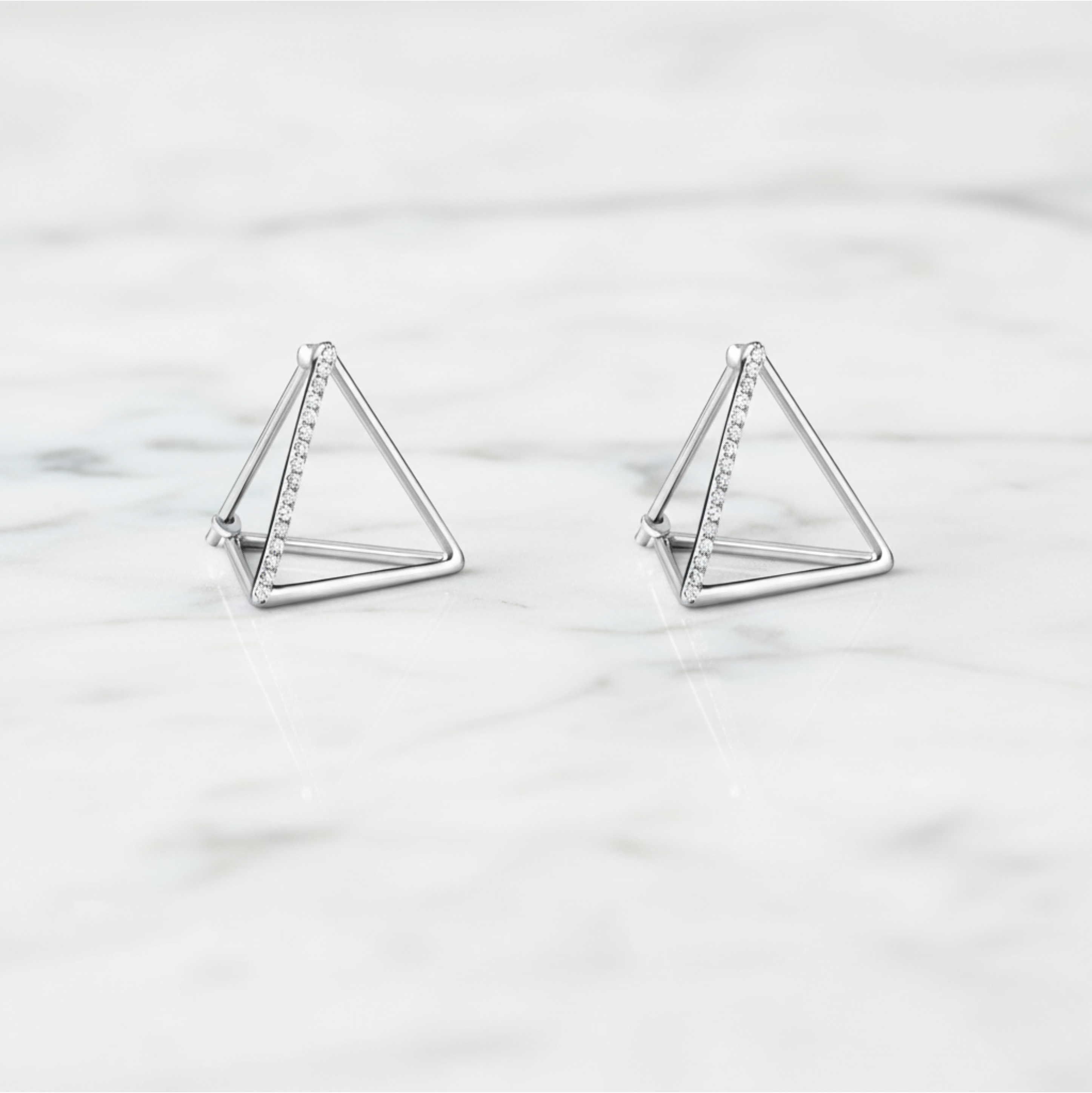 Triangle Pyramid Earrings Contemporary Style | Lab Grown Diamond | 14K Yellow Gold