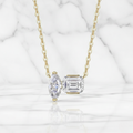 Duo Pendant Necklace Marquise and Emerald | Lab Grown Diamond | 14K Yellow Gold Modern Style