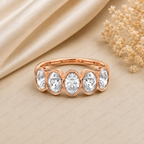 Oval Lab Grown Diamond 5-Stone Bezel Set Wedding Band