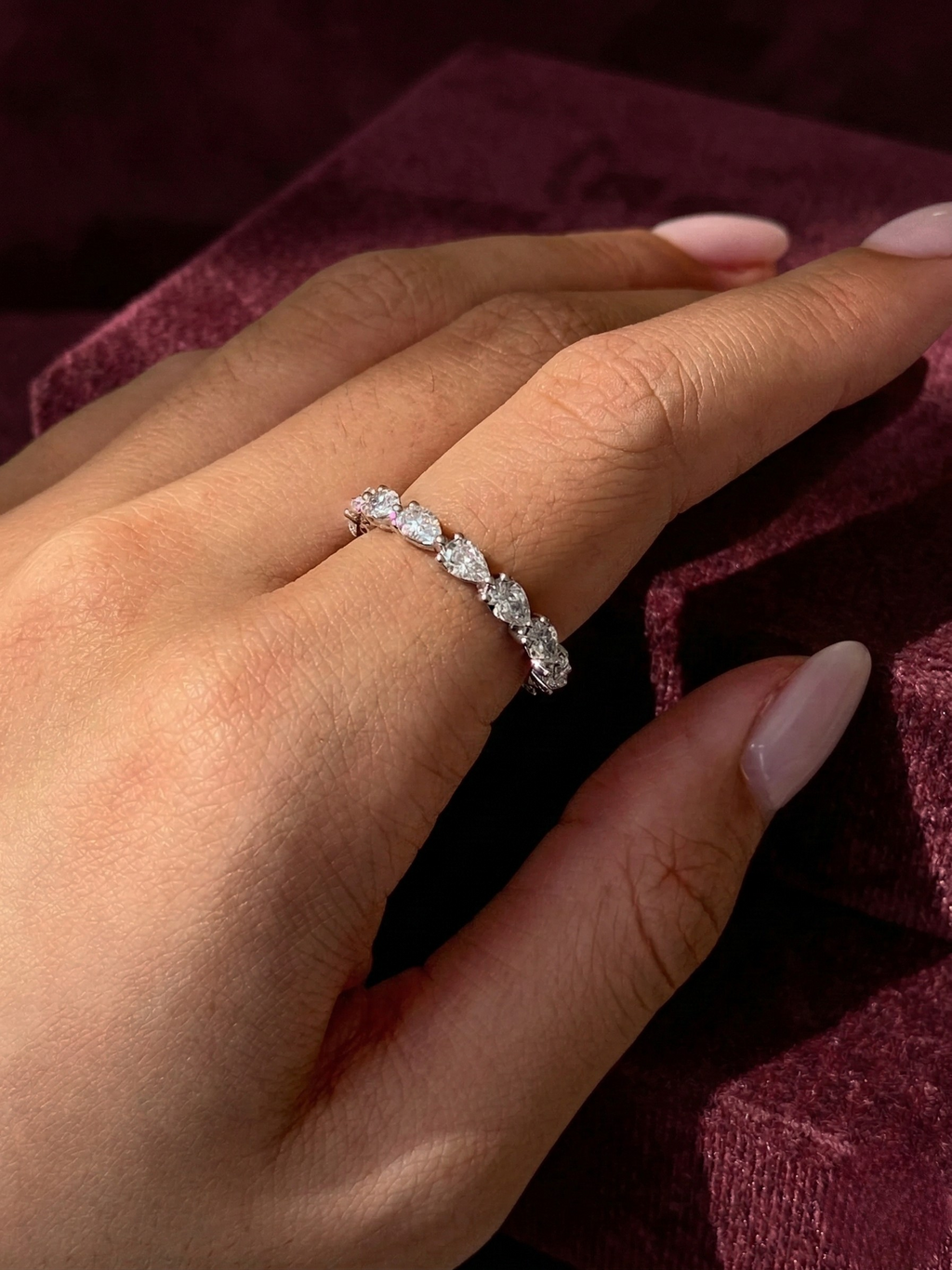 Pear Lab Grown Diamond Full Eternity Band, Pear Diamond Wedding Band, 2.20 Carat Diamond Eternity Ring, Pear Diamond Anniversary Band