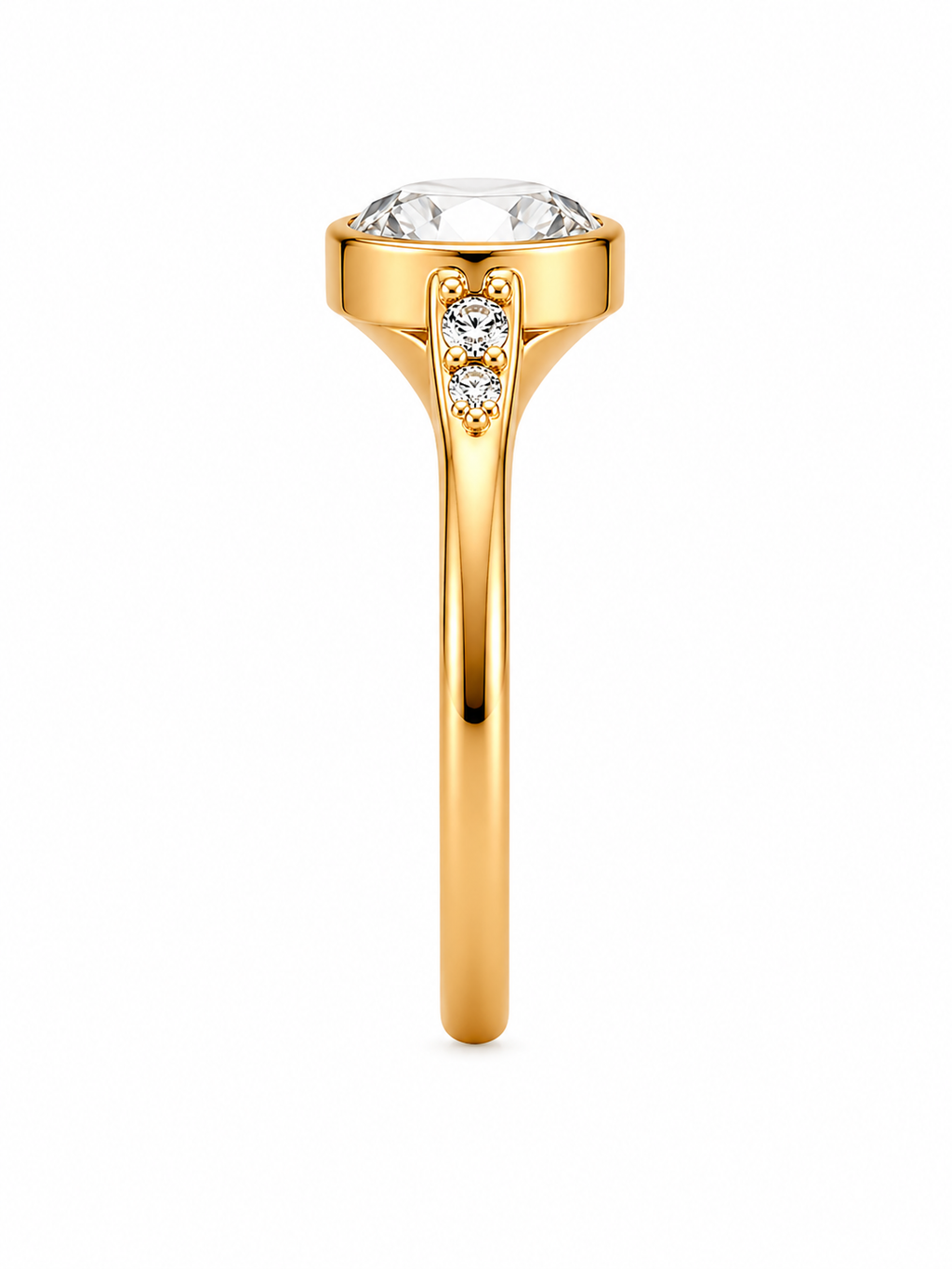 Old European Cut Lab Grown Diamond Ring | 2 CT | Vintage Style with Side Accents | Bezel Engagement Ring | 14K Gold