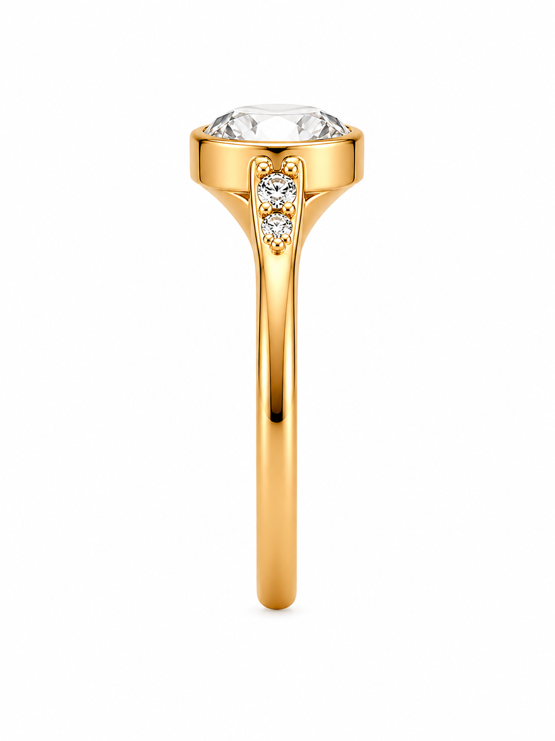 Old European Cut Lab Grown Diamond Ring | 2 CT | Vintage Style with Side Accents | Bezel Engagement Ring | 14K Gold