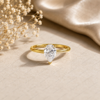 Pear Cut Lab Grown Diamond Solitaire Engagement Ring in Solid 14K Gold