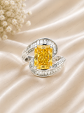 Yellow Radiant Lab Grown Diamond Ring, Radiant Cut Statement Ring, Modern Bypass Engagement Ring, Solid Gold Diamond Ring, Yellow Diamond