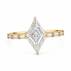Lozenge Shape Side Baguette Pave Diamond Ring