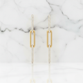 Drop Earrings Link Paperclip | Lab Grown Diamond | 14K Yellow Gold Contemporary Style