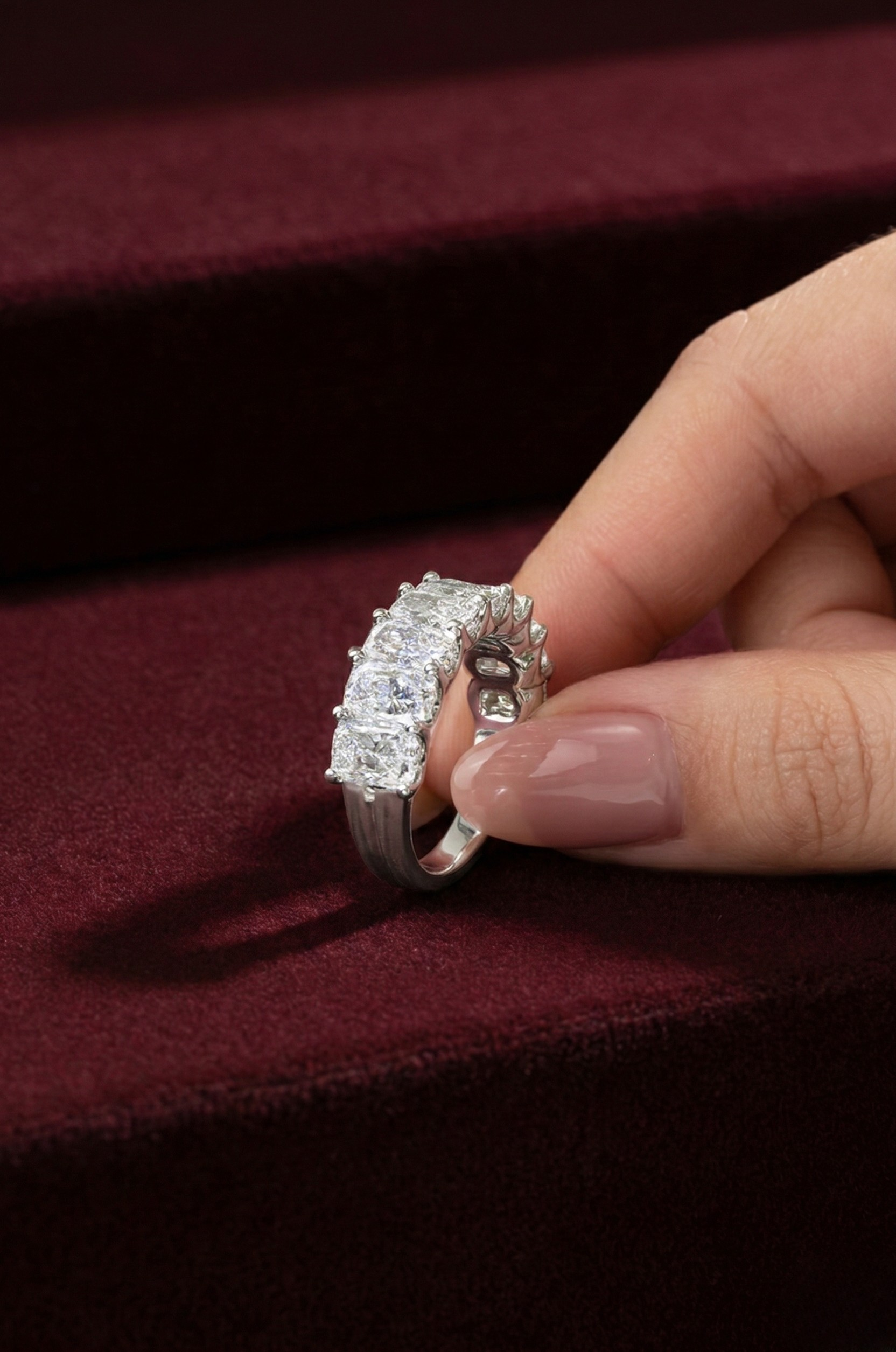 Radiant Cut Lab Grown Diamond Half Eternity Band, Radiant Diamond Wedding Band, 3.20 Carat Diamond Anniversary Ring, Radiant Diamond Ring