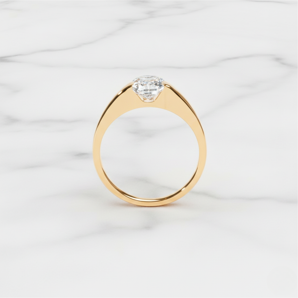 Modern Radiant Cut Ring | Lab Grown Diamond | 14K Yellow Gold Minimal Sleek Design