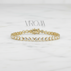 Bezel Set Round Lab Grown Diamond Tennis Bracelet in Solid 14K Gold