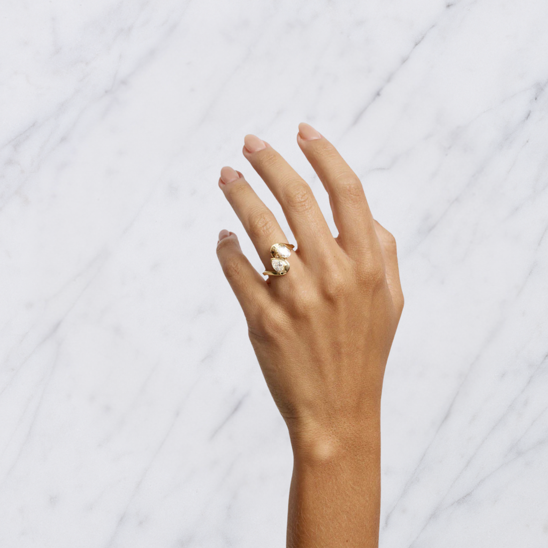 Oval & Pear Lab Grown Diamond Two Stone Bypass Anniversary Ring