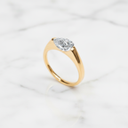 Modern Pear Cut East West Ring | Lab Grown Diamond | 14K Yellow Gold Sleek Style