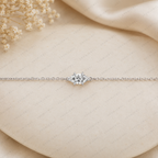 Handmade Marquise Cut Lab Grown Diamond Solitaire Bracelet in 14K Gold