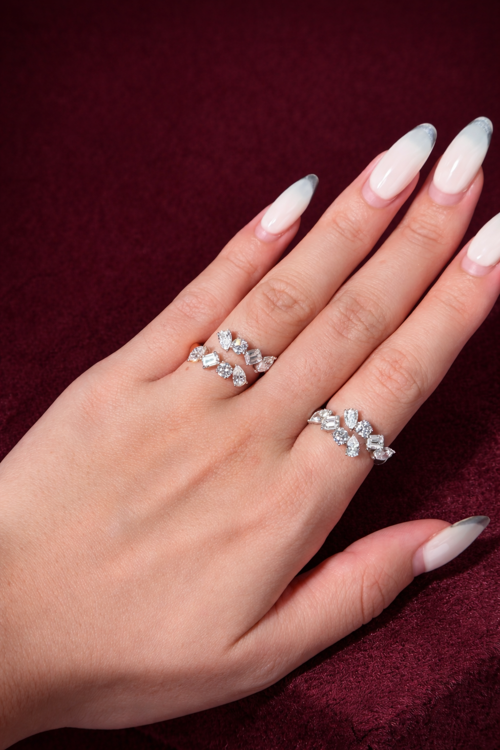 Mixed Shape Diamond Cluster Ring, Marquise Pear Emerald Round Diamond Ring, Unique Diamond Statement Ring, Modern Cluster Engagement Ring