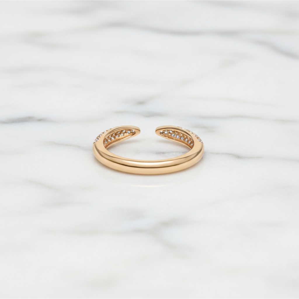 Pavé Wrap Ring Open Curve Design | Lab Grown Diamond | 14K Yellow Gold
