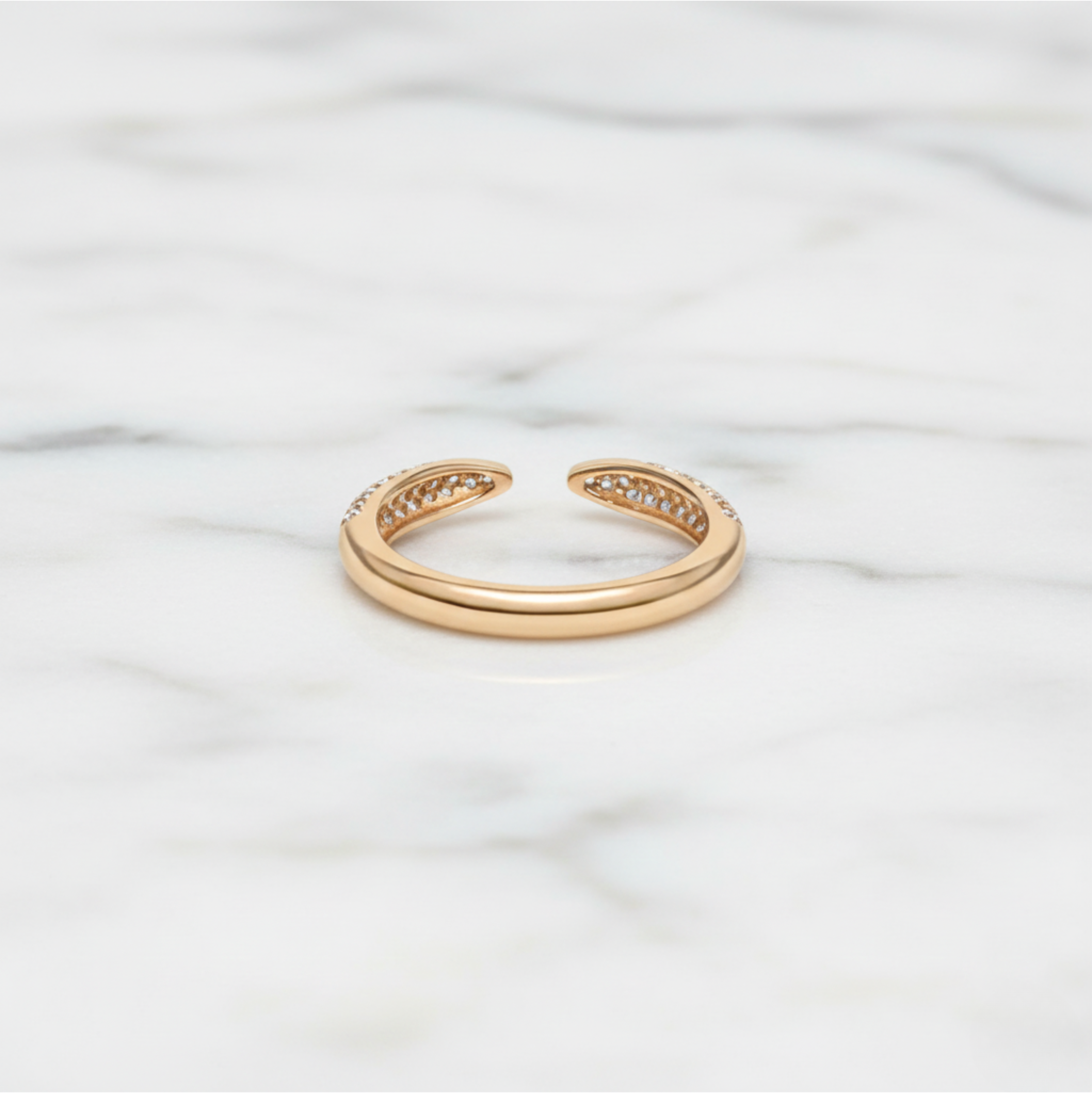 Pavé Wrap Ring Open Curve Design | Lab Grown Diamond | 14K Yellow Gold