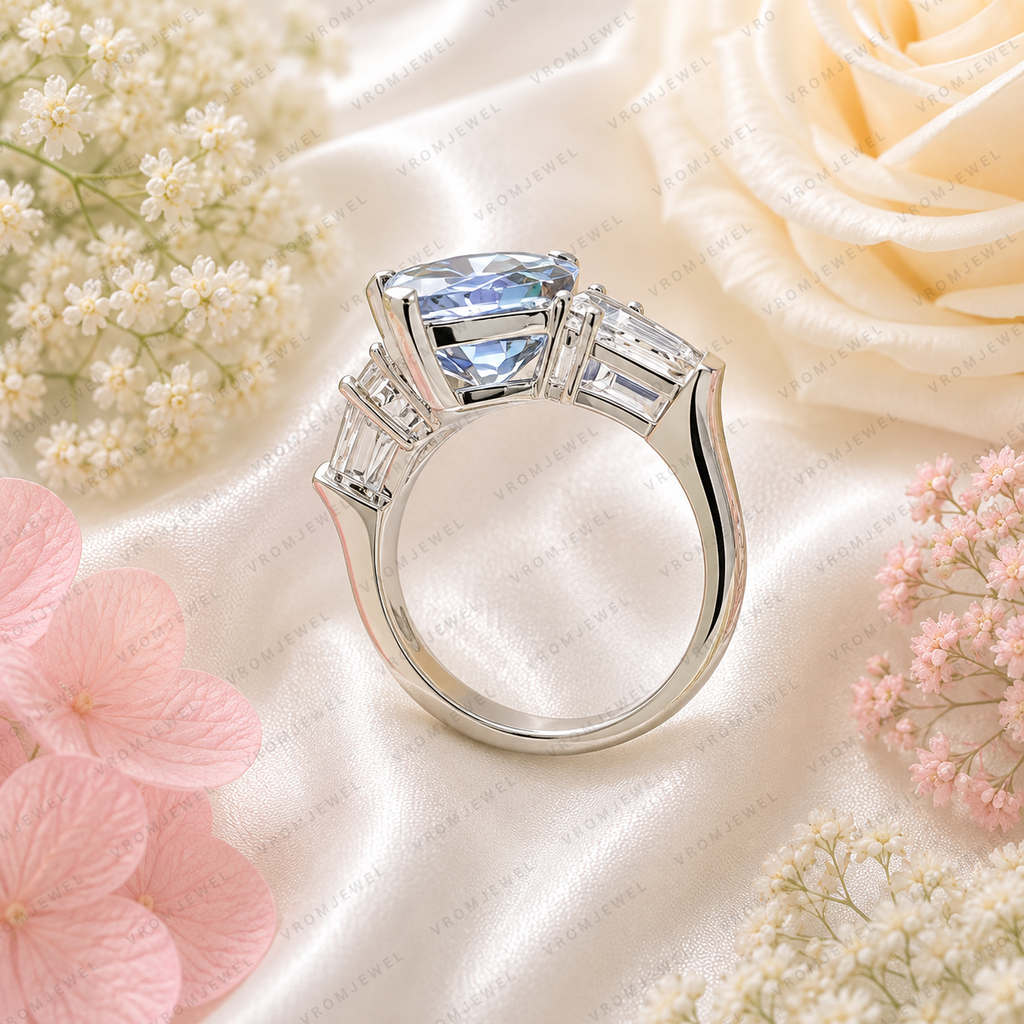 8 Carat Blue Marquise Lab Grown Diamond Ring, Blue Diamond Engagement Ring, Pear Shape Diamond Accents, Unique Statement Ring, 10K 14K 18K