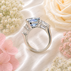 8 Carat Blue Marquise Lab Grown Diamond Ring, Blue Diamond Engagement Ring, Pear Shape Diamond Accents, Unique Statement Ring, 10K 14K 18K