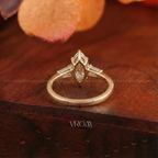 Marquise Cut 3 Stone Ring with Tapered Baguette Trio | Lab Grown Diamond | 14K Yellow Gold