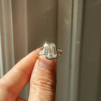 Modern Emerald and Tapered Baguette 3 Stone Bezel Engagement Ring | Lab Grown Diamond | 14K Yellow Gold