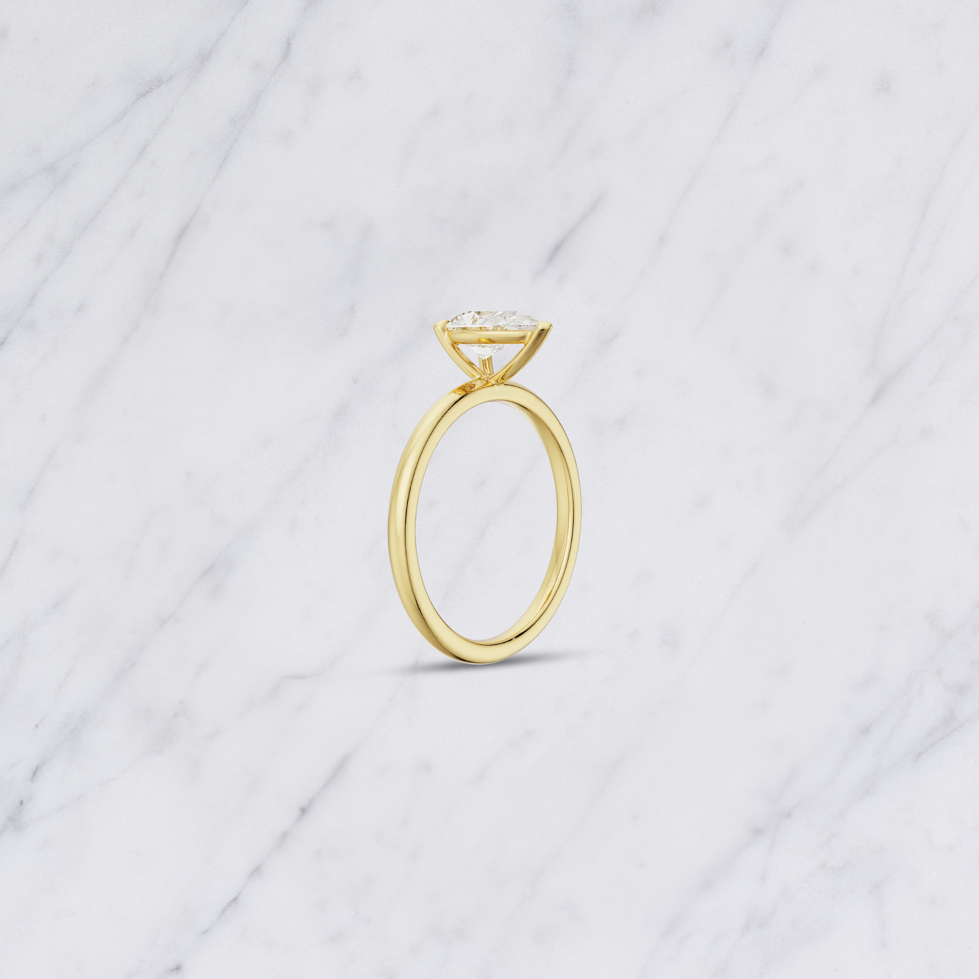 Pear Cut Lab Grown Diamond Solitaire Engagement Ring in Solid 14K Gold