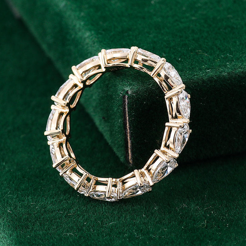 Modern Pear Cut Eternity Ring East West Style | Lab Grown Diamond | 14K Yellow Gold