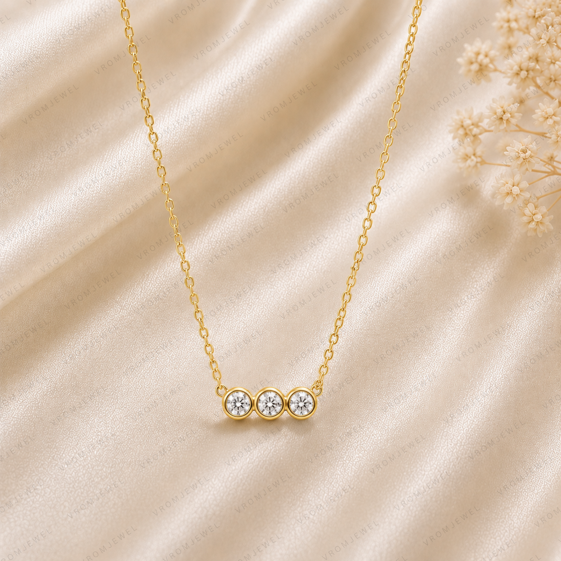 Dainty Trio Lab Diamond Necklace