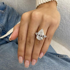 Modern One of a Kind Pear Shape Engagement Ring | Lab Grown Diamond | 14K Yellow Gold