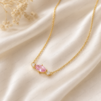 Pink Marquise Lab Grown Diamond Necklace, Marquise Diamond Pendant, Pink Diamond Necklace, Solid Gold Necklace, Minimalist Diamond Necklace