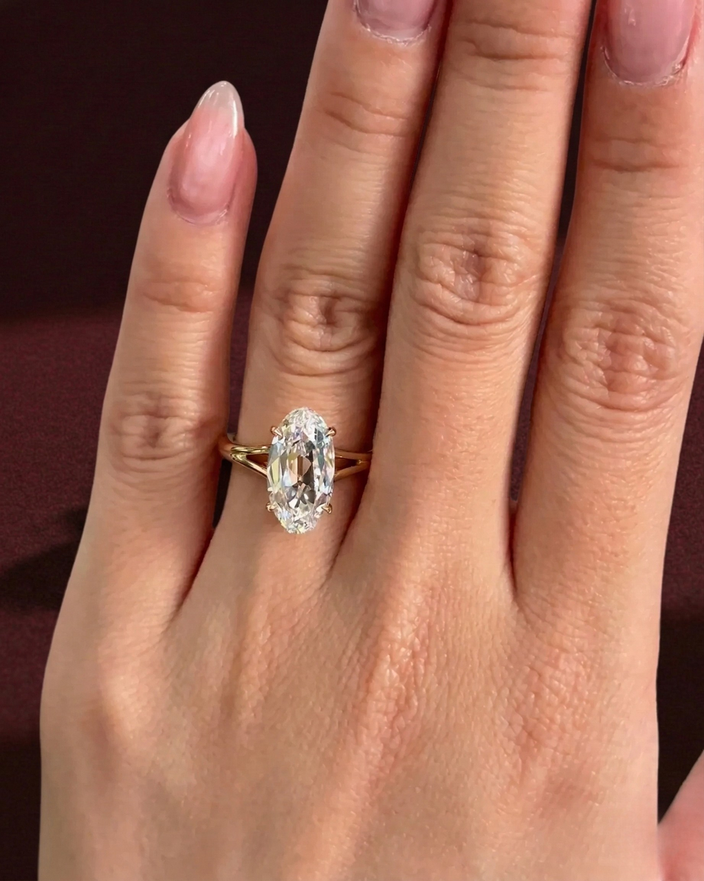 Moval Diamond Engagement Ring, Moval Cut Diamond Solitaire Ring, Elongated Oval Marquise Diamond Ring, Unique Diamond Engagement Ring.