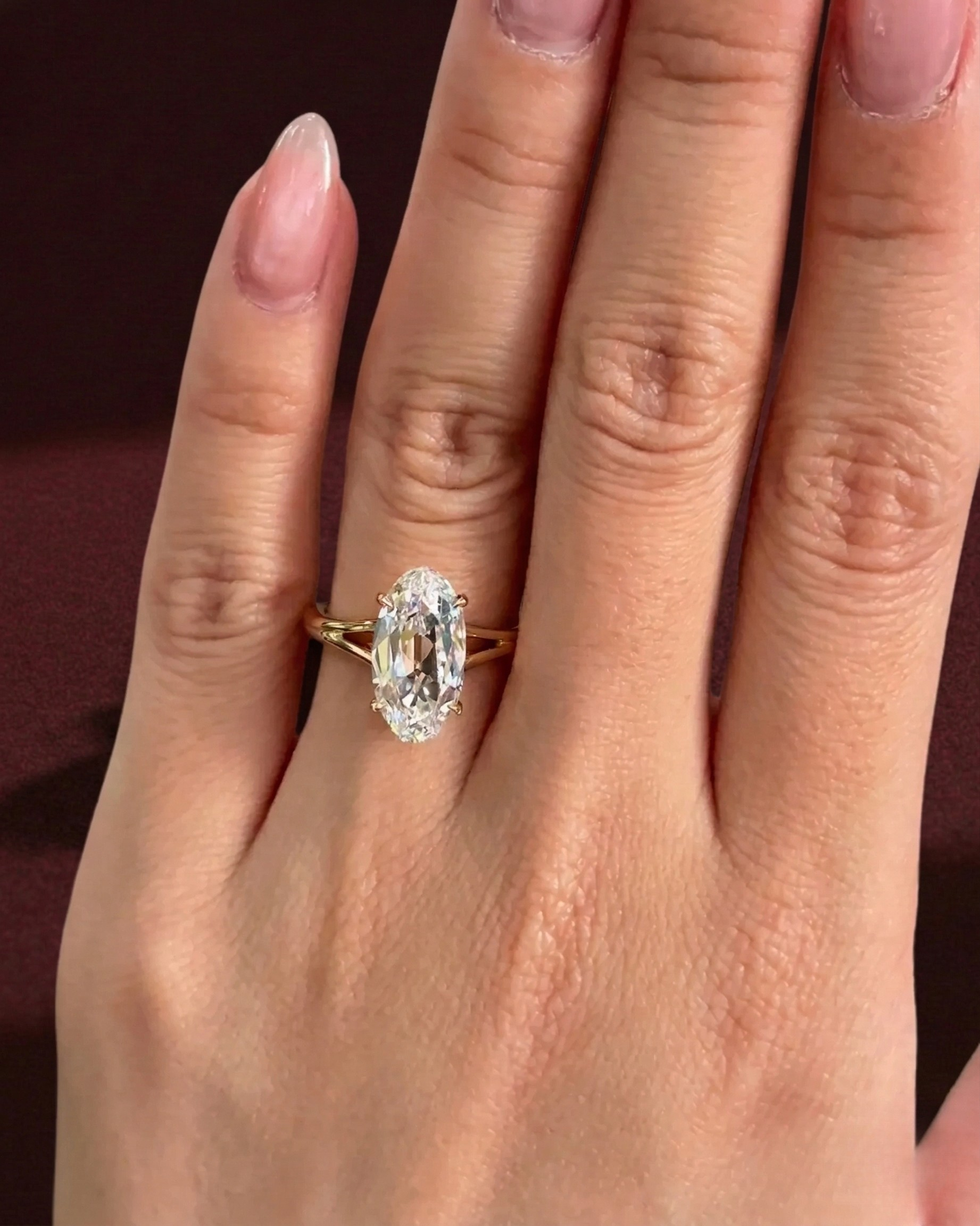 Moval Diamond Engagement Ring, Moval Cut Diamond Solitaire Ring, Elongated Oval Marquise Diamond Ring, Unique Diamond Engagement Ring.