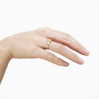 Half Moon Diamond | Matte Finish Ring | Lab Created Diamond | 14K Solid Gold