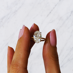 Oval Engagement Ring | Lab Grown Diamond | Hidden Halo | 14K Yellow Gold