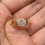 Modern Criss Cut Bezel Engagement Ring | Lab Grown Diamond | 14K Yellow Gold Fine Jewelry