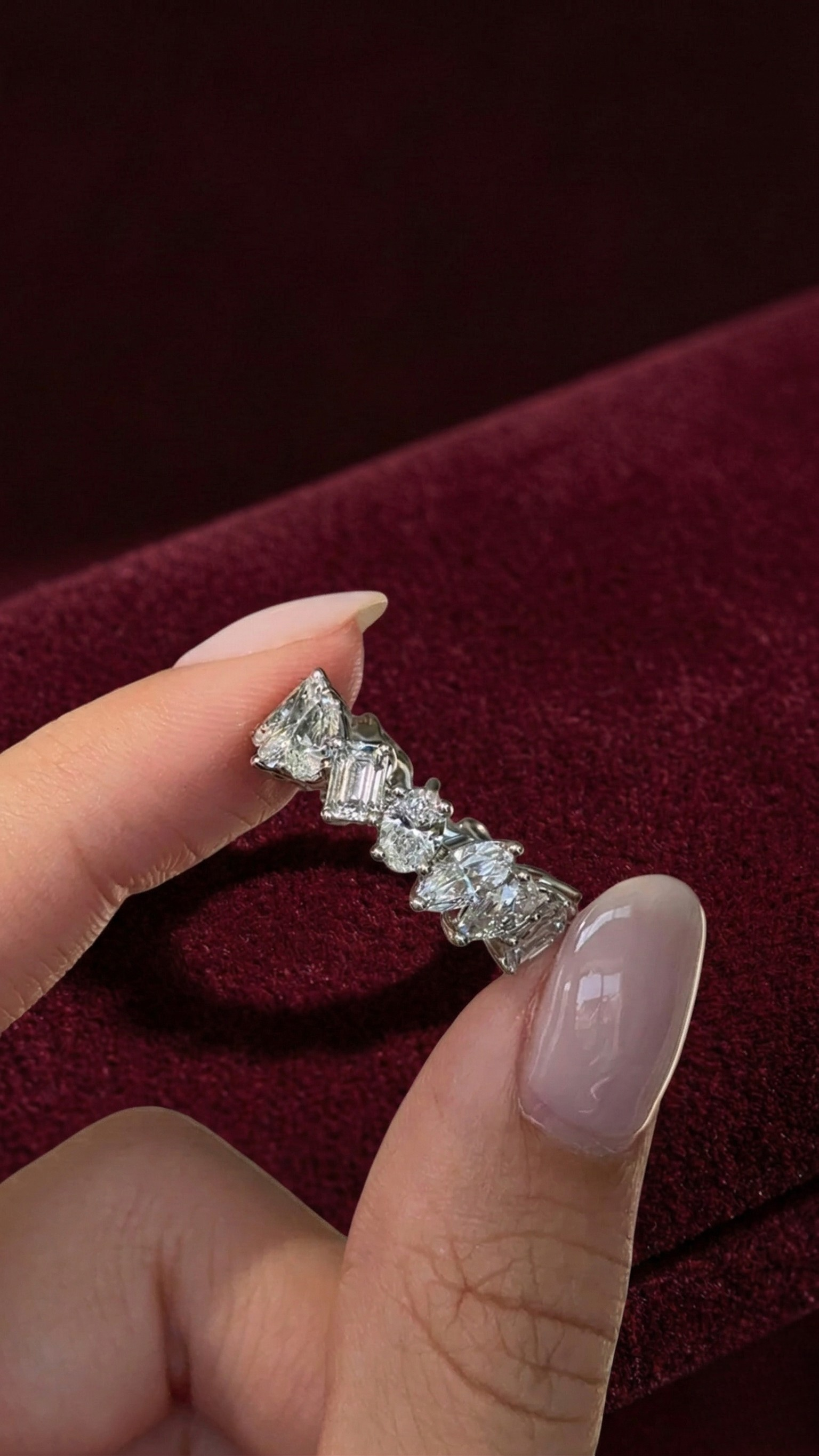 Mixed Shape Lab Grown Diamond Band Ring, Multi Shape Diamond Statement Ring, 5.05 Carat Diamond Anniversary Ring, Unique Engagement Ring