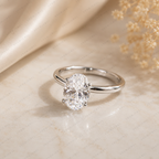 Oval Lab Grown Diamond Solitaire Engagement Ring in Solid 14K Gold