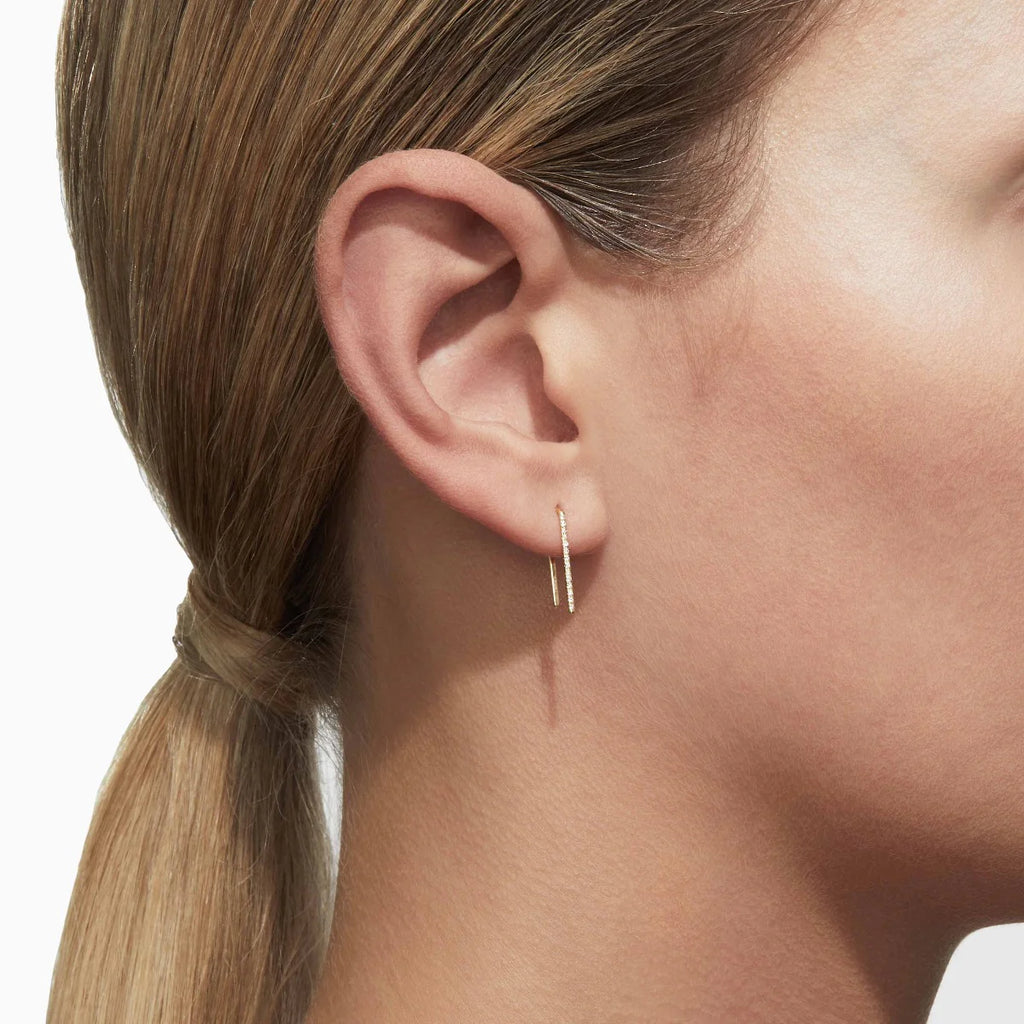 Minimal Angle Earrings Geometric Bar Style | Lab Grown Diamond | 14K Yellow Gold