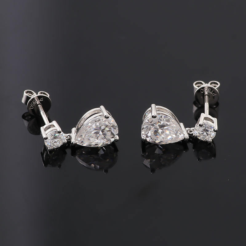 Pear Cut Dangle Earrings | Lab Grown Diamond | 14K Yellow Gold Modern Style