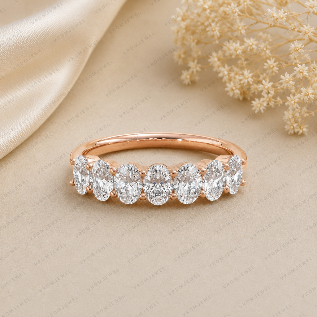 Oval Lab Grown Diamond Anniversary Band in Solid 14K Gold