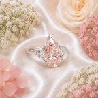 10 Carat Pink Pear Lab Grown Diamond Engagement Ring, Triangle Diamond Accents, Pink Pear Shape Ring, Statement Bridal Ring