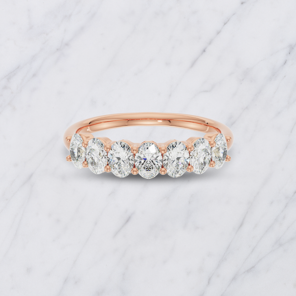 Oval Lab Grown Diamond Anniversary Band in Solid 14K Gold