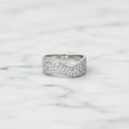 Wavy Pavé Ring Wide Curve Band | Lab Grown Diamond | 14K Yellow Gold