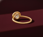 Portuguese Cut Lab Grown Diamond Ring, Bezel Set Round Engagement Ring, 14K Yellow Gold Solitaire Ring, Statement Diamond Ring,IGI Certified