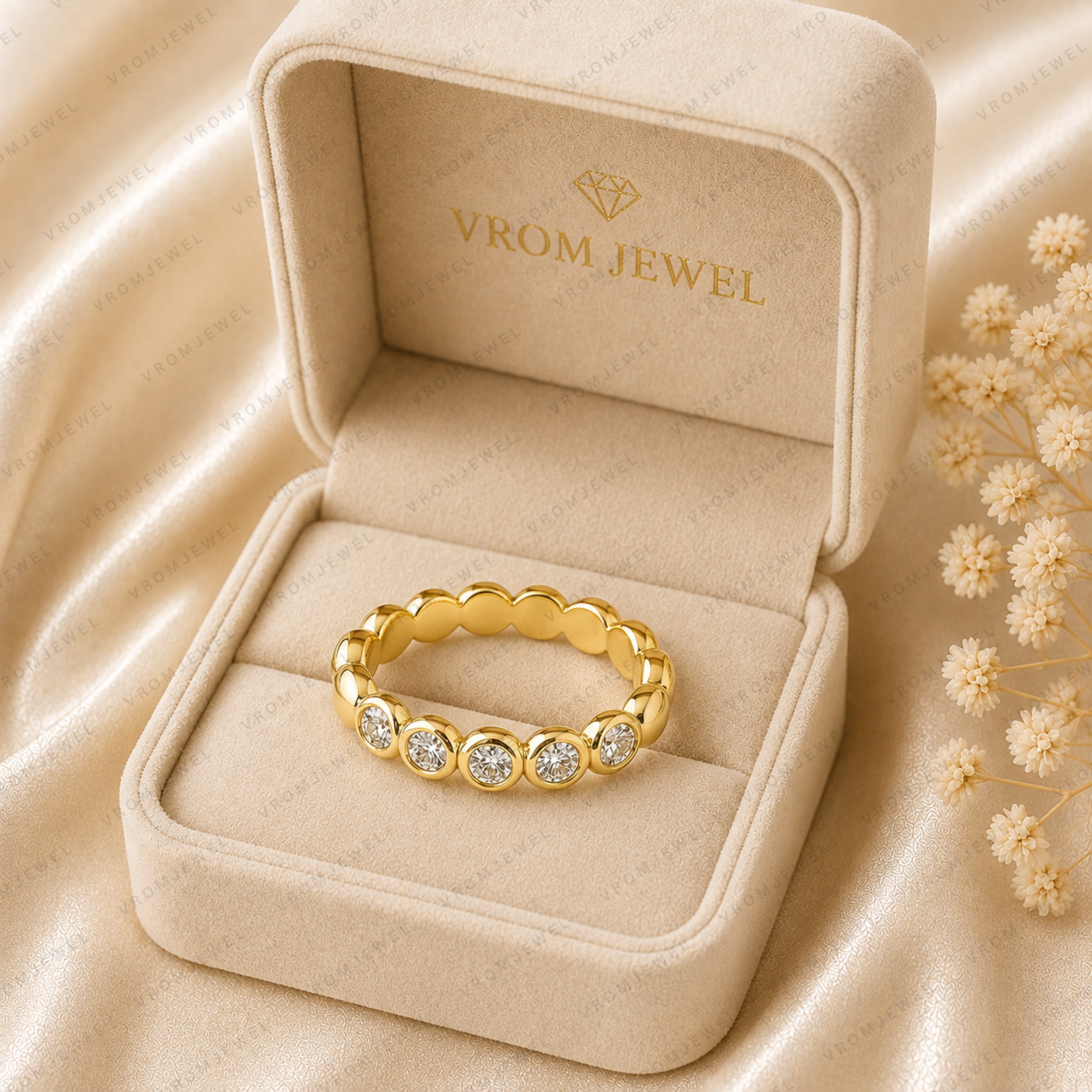 Bezel Set Diamond Eternity Band | Lab Grown | 14K Gold Anniversary Ring
