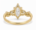 Marquise Diamond Nature Inspired Ring, Marquise Lab Grown Diamond Ring, Floral Diamond Engagement Ring, Leaf Inspired Gold Ring, Unique Ring