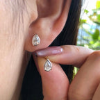 Bezel Stud Earrings Pear Shaped | Lab Grown Diamond | 14K Yellow Gold