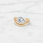 Pear Cut Wrap Twist Ring | Lab Grown Diamond | 14K Yellow Gold Smooth Modern Setting