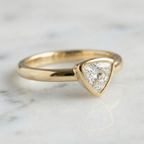 Triangle Shape Bezel Set Solitaire Ring | Lab Grown Diamond | 14K Yellow Gold