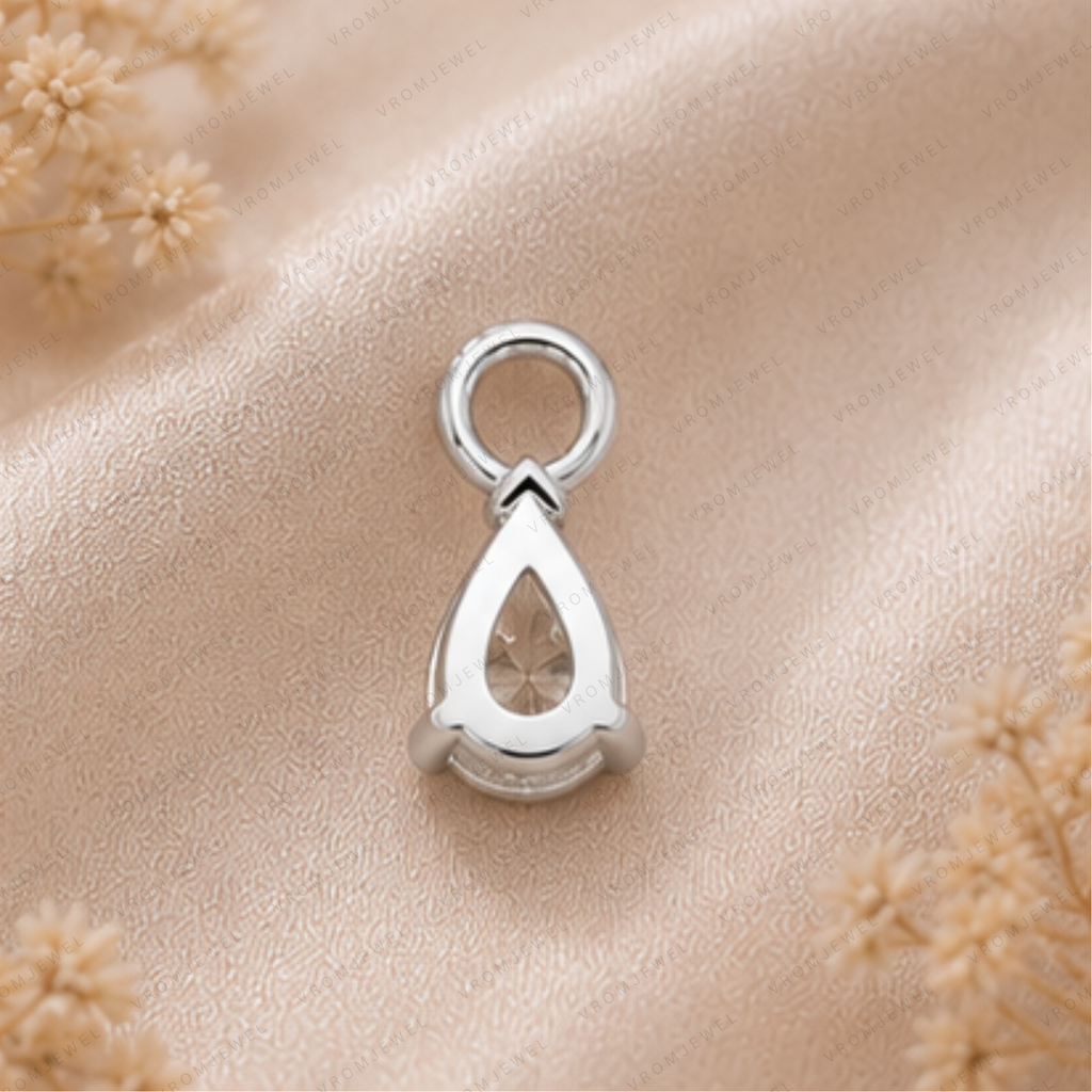 Dainty Lab Diamond Pear Charm Earrings: 14k Gold Bridal Jewelry